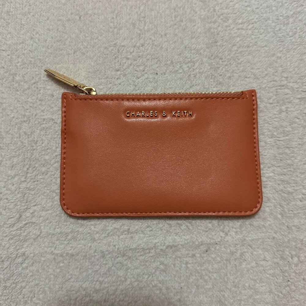Charles & Keith Side Zip Multi-slot Card Holder, Peach